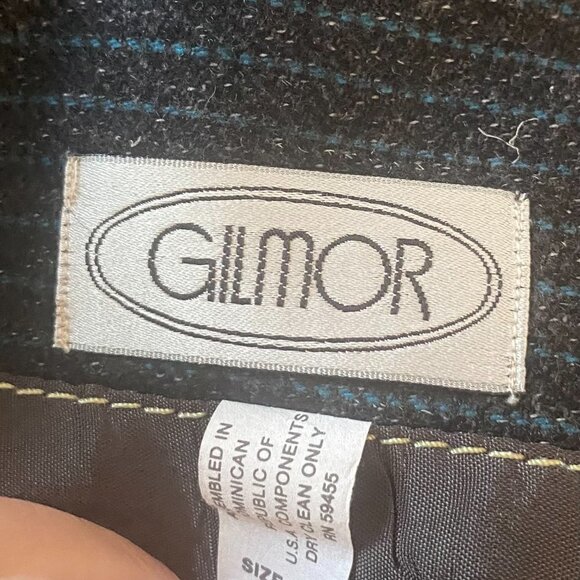 90S GRAY & BLUE PINSTRIPE WOOL BLEND CROPPED VINTAGE BLAZER GILMOR EUC 5/6 - Picture 7 of 8